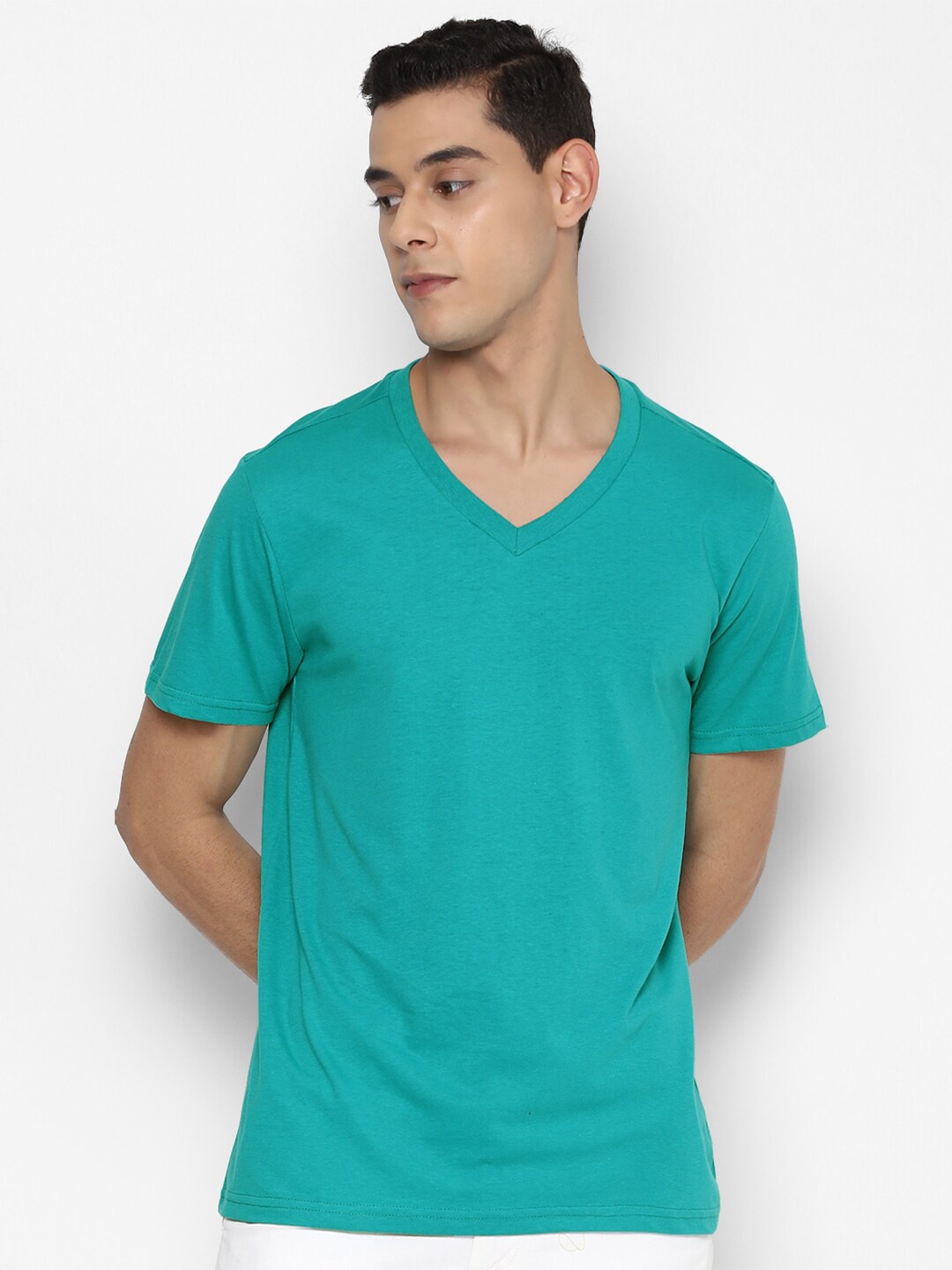 

FOREVER 21 Men Blue V-Neck T-shirt