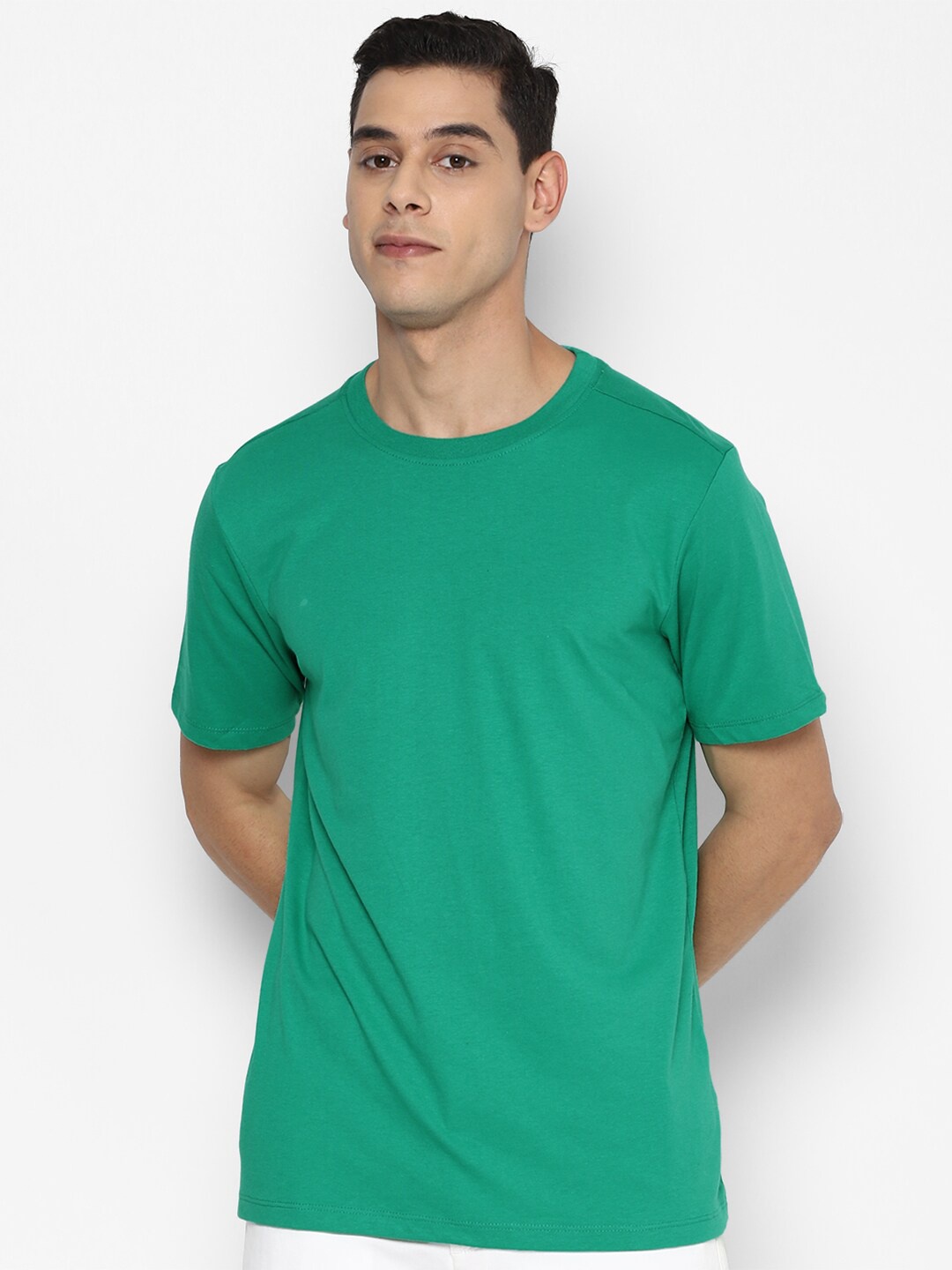 

FOREVER 21 Men Green Raw Edge T-shirt