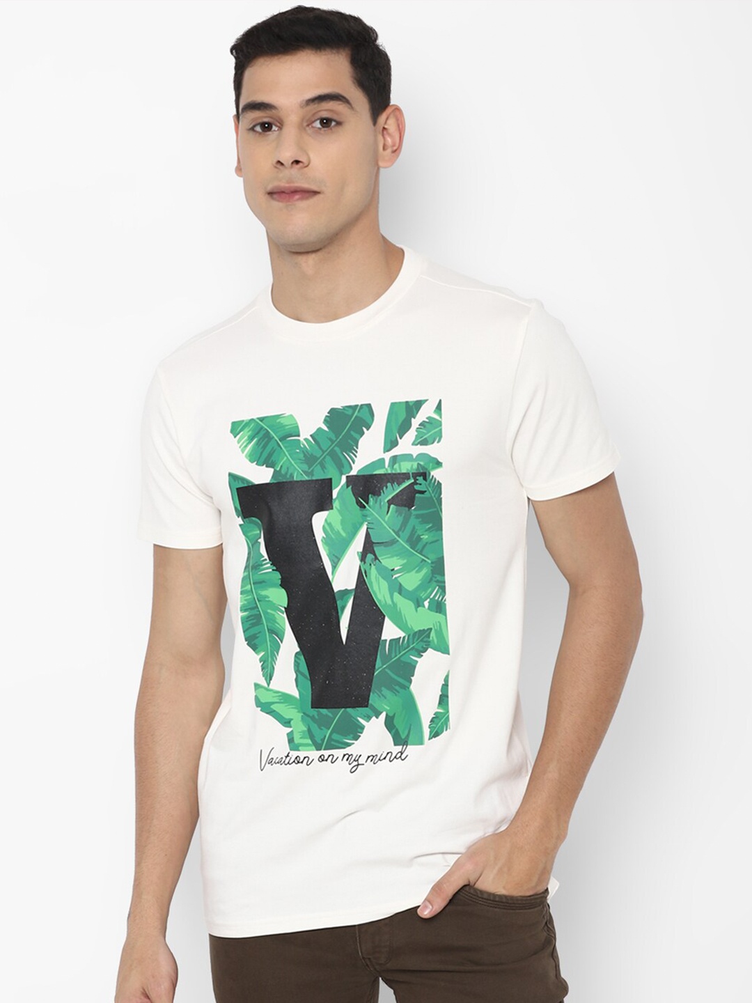 

FOREVER 21 Men White Printed T-shirt