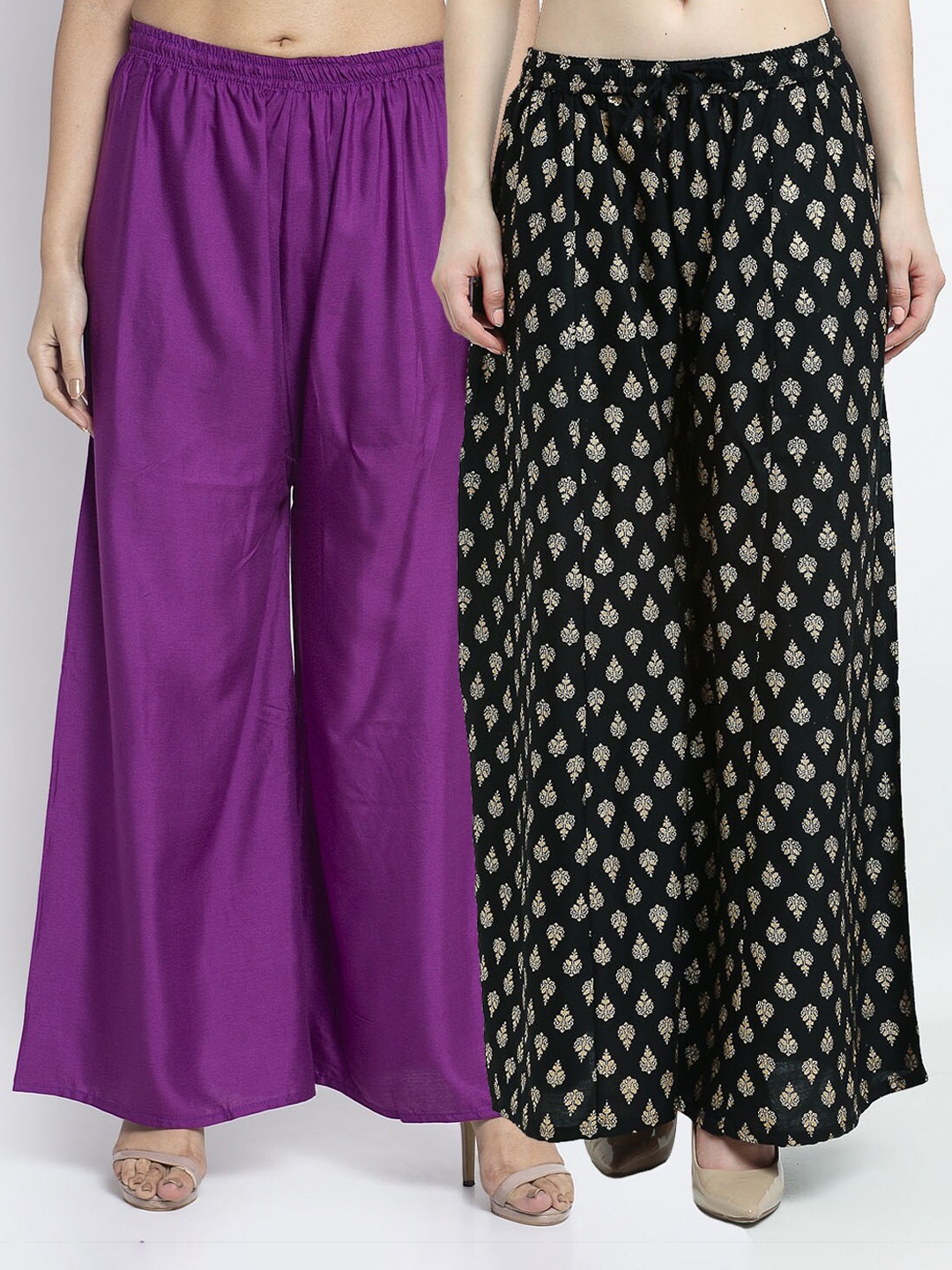 

GRACIT Women Pack Of 2 Ethnic Palazzos, Purple