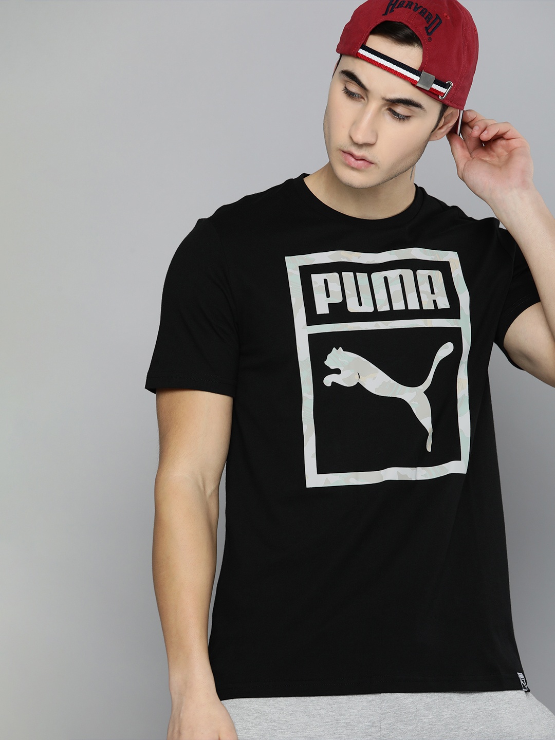 

Puma Men Black & Grey Printed T-shirt