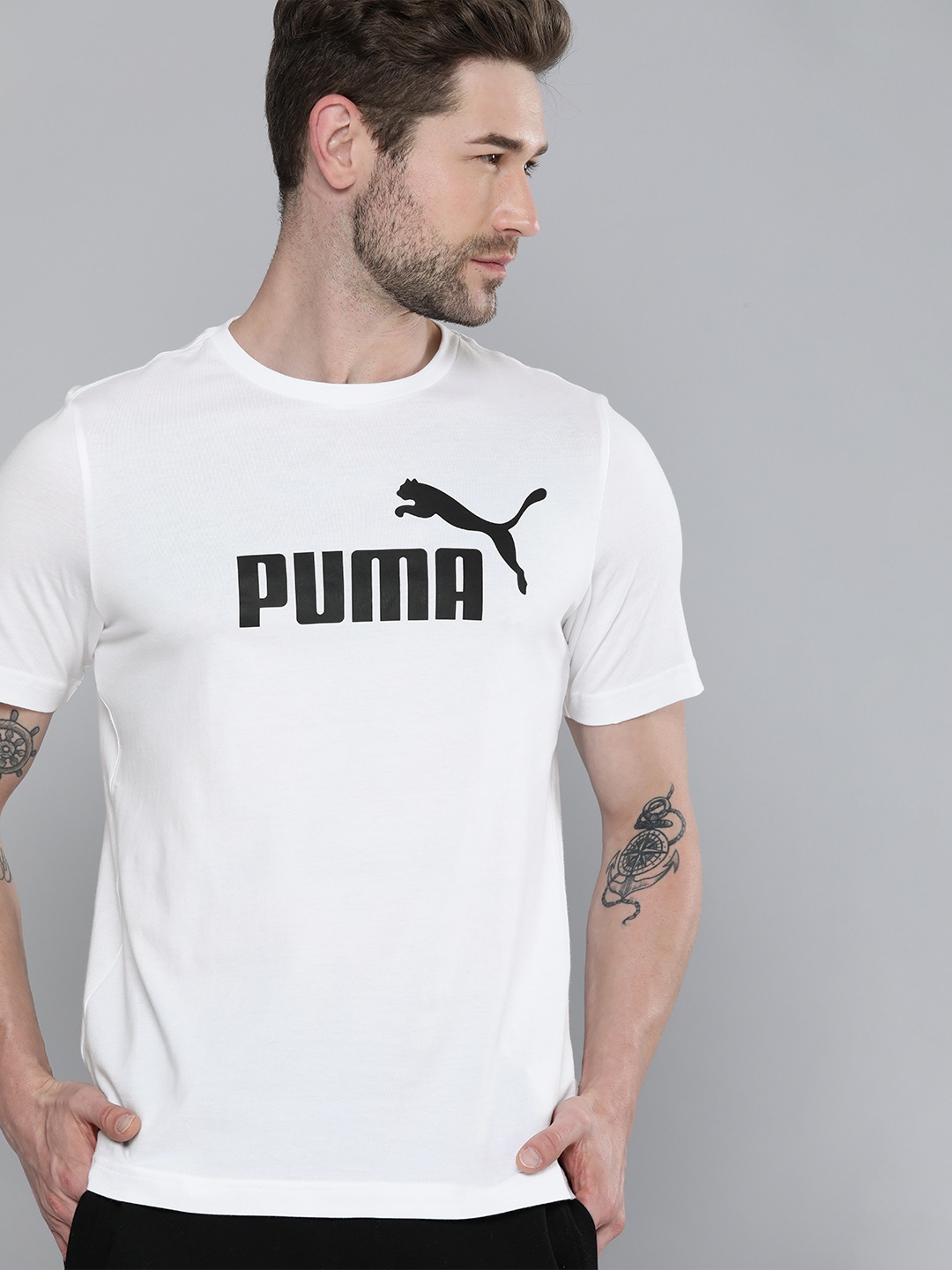 

Puma Men White & Black Printed T-shirt