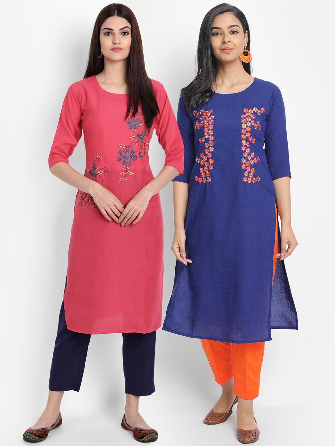 

7Threads Woman Pack of 2 Multicoloured Embroidered Kurta, Multi