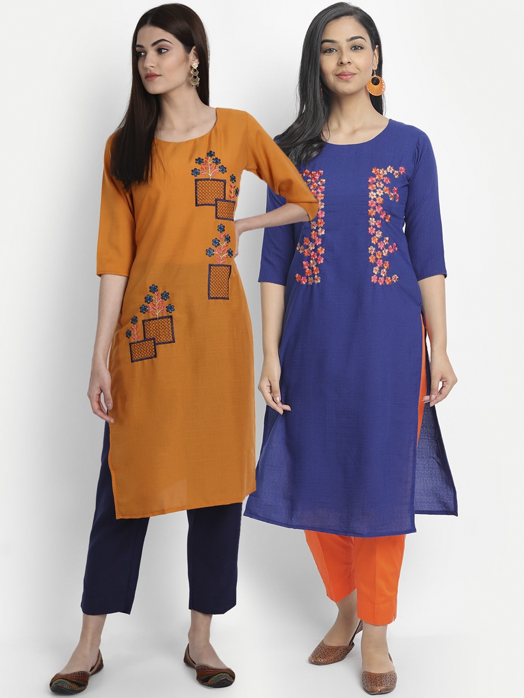

7Threads Women Multicoloured Cold-Shoulder Sleeves Patchwork Kurta, Multi