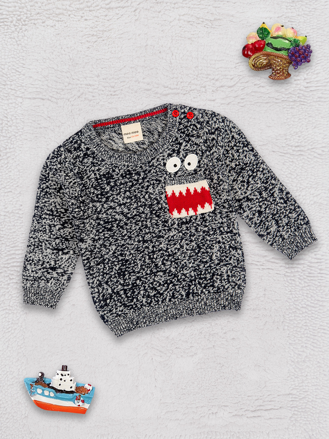 

MeeMee Boys Navy Blue & Grey Melange Pullover