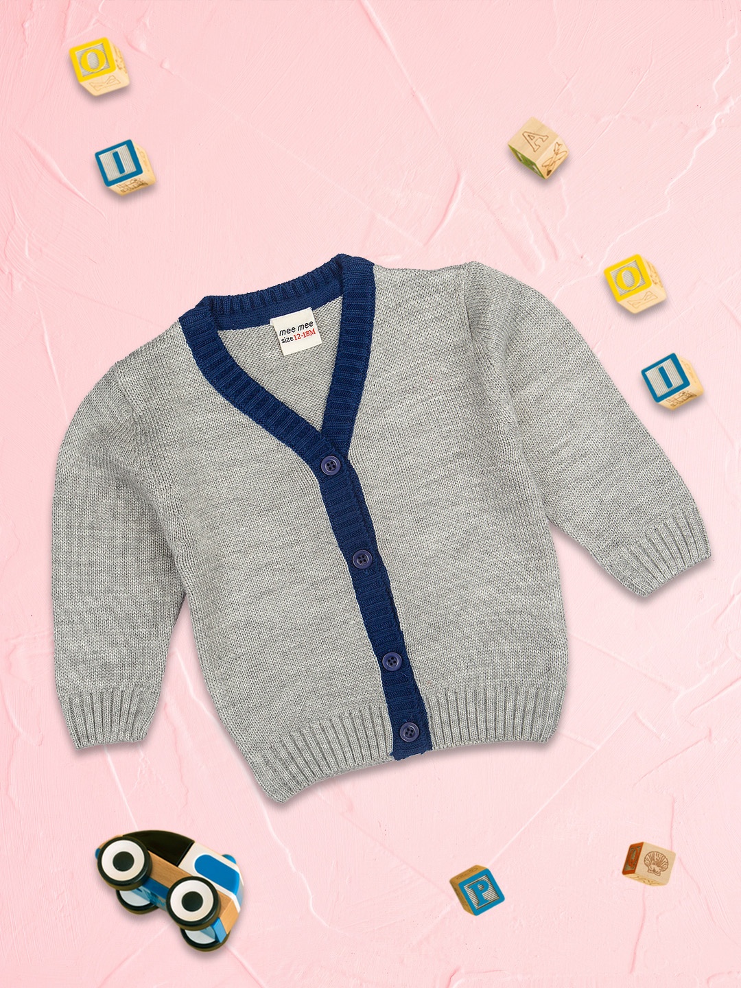 

MeeMee Boys Grey & Blue Wool Cardigan