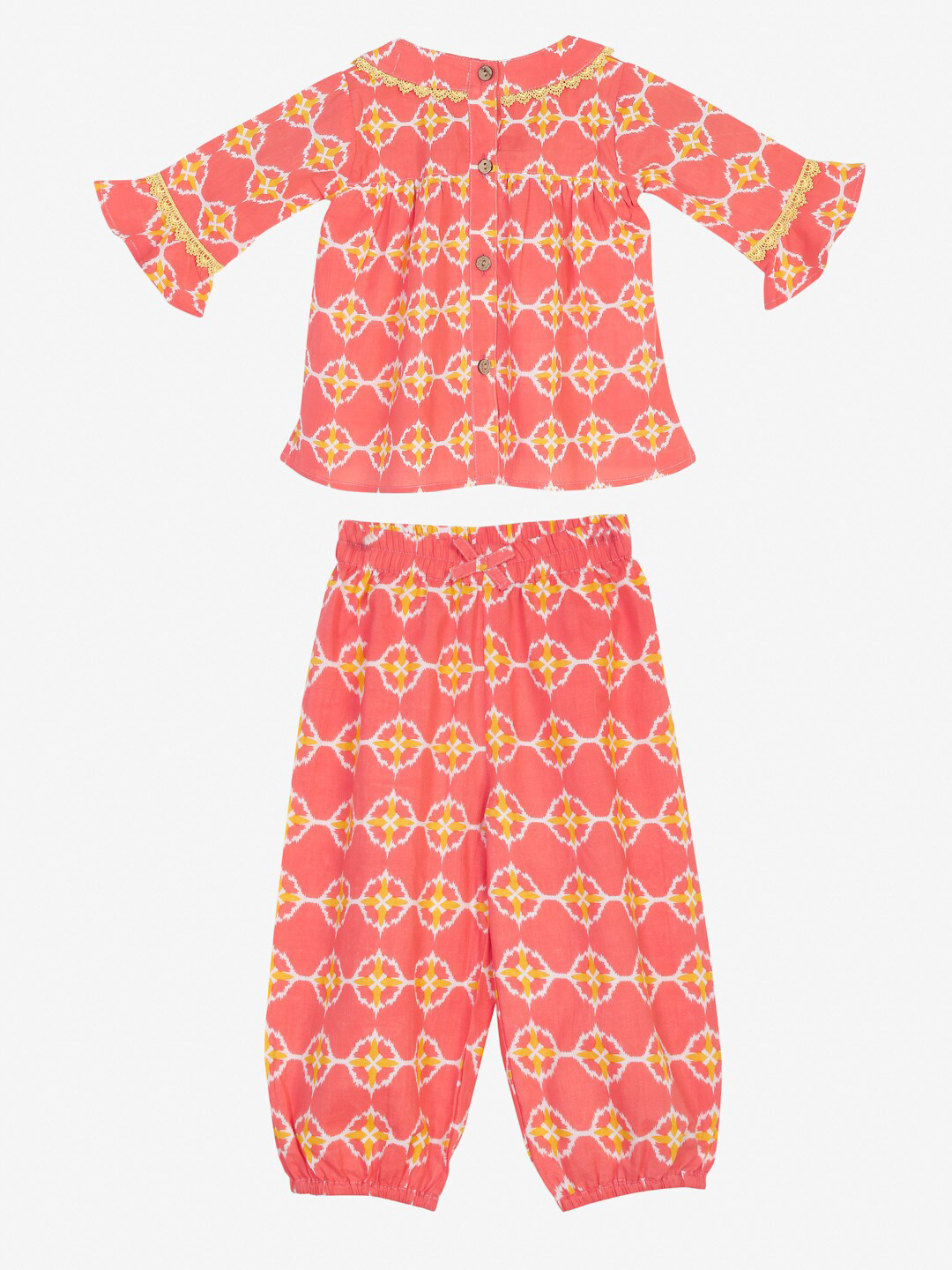 

SAKA DESIGNS Girls Peach-Coloured Printed Pure Cotton Nightdress
