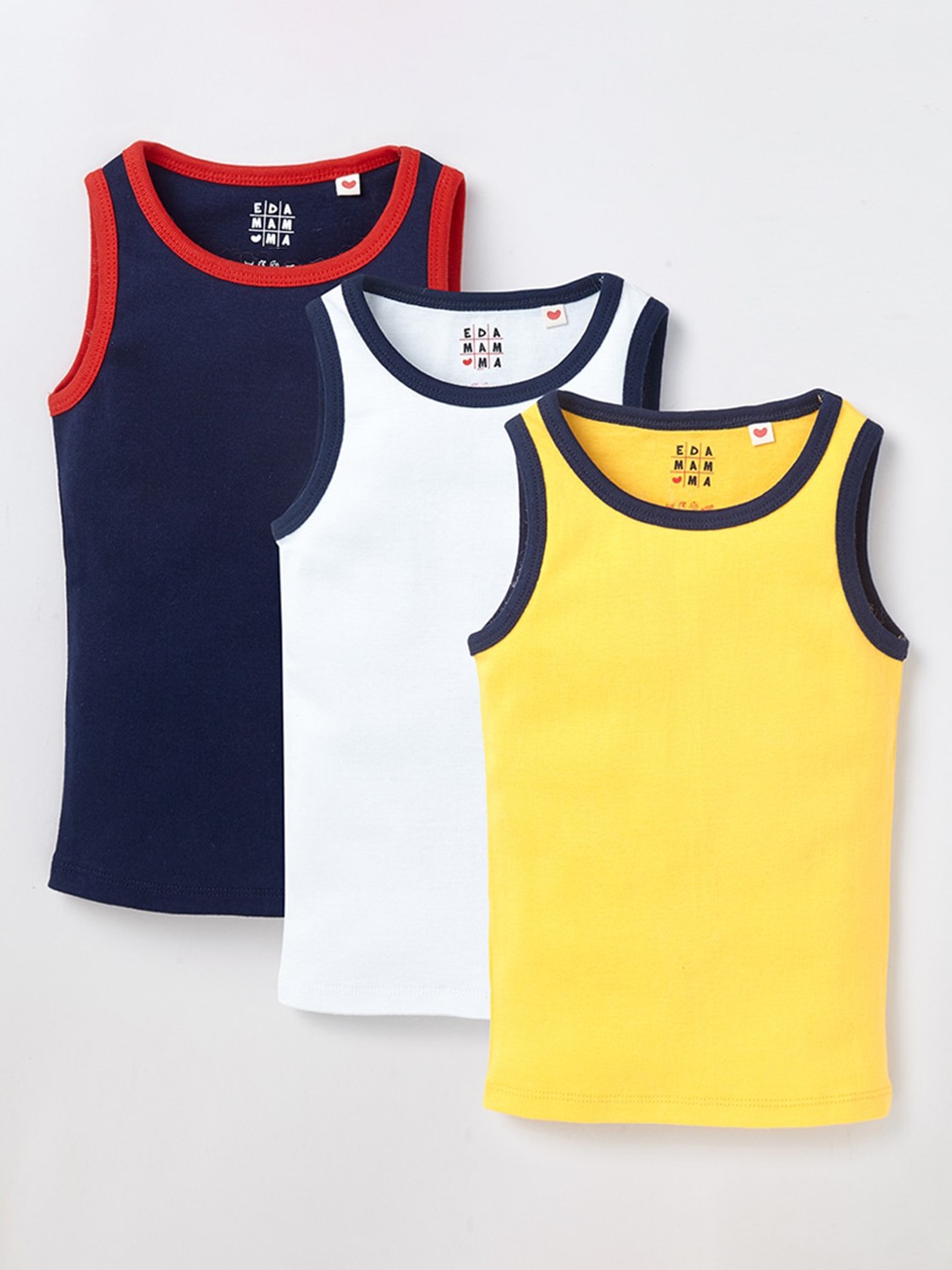 

Ed-a-Mamma Boys Pack of 3 Cotton Innerwear Vests, Blue