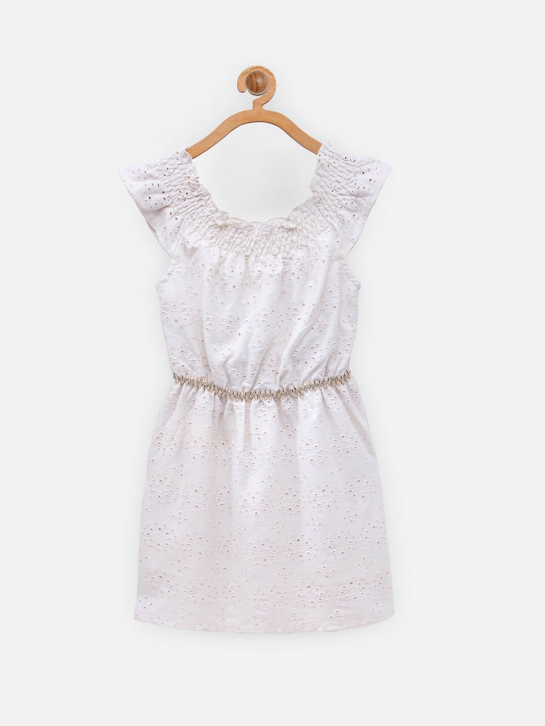 

NYNSH White Schiffli Pure Cotton Dress