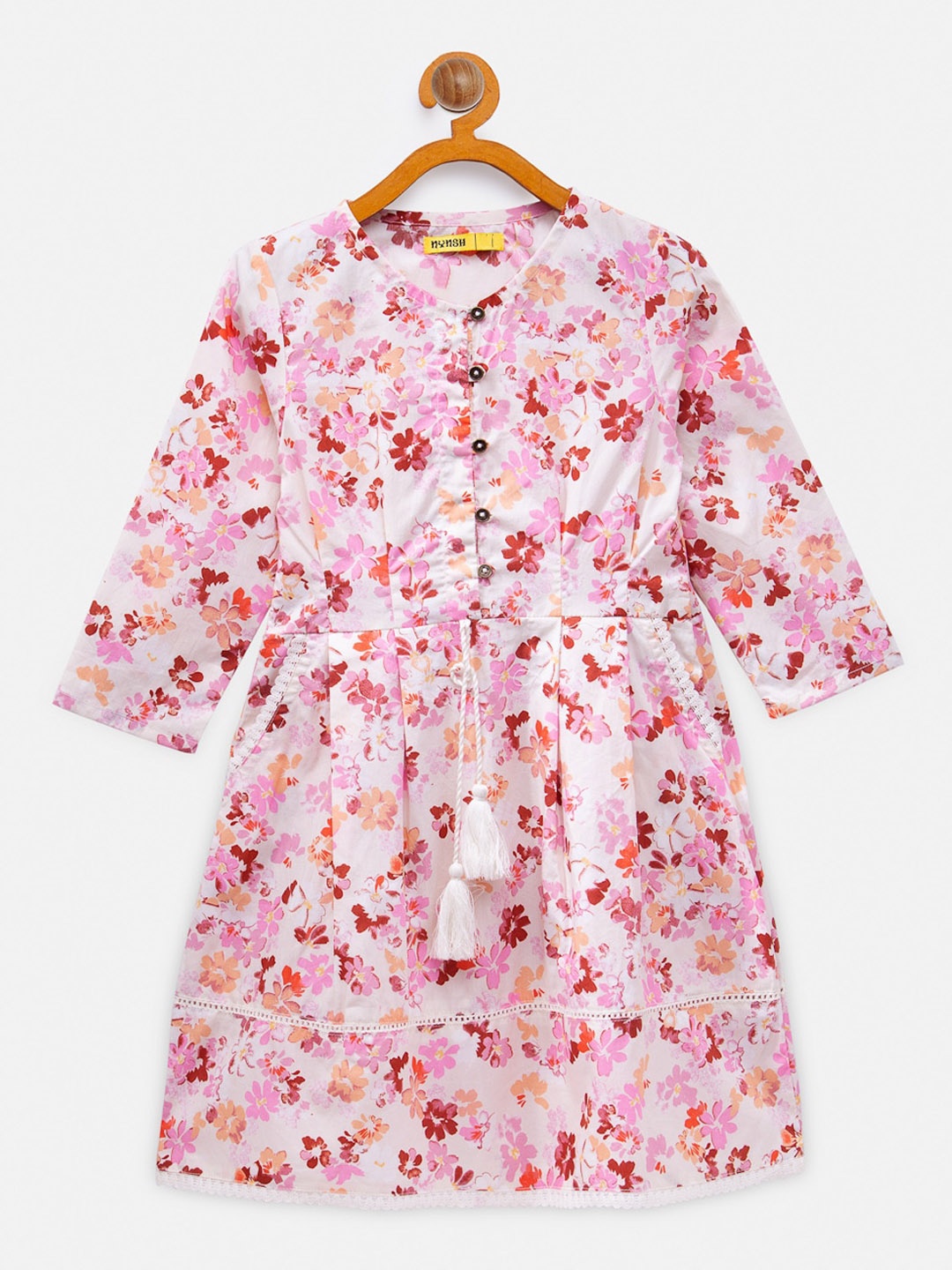 

NYNSH White & Pink Floral Cotton Dress