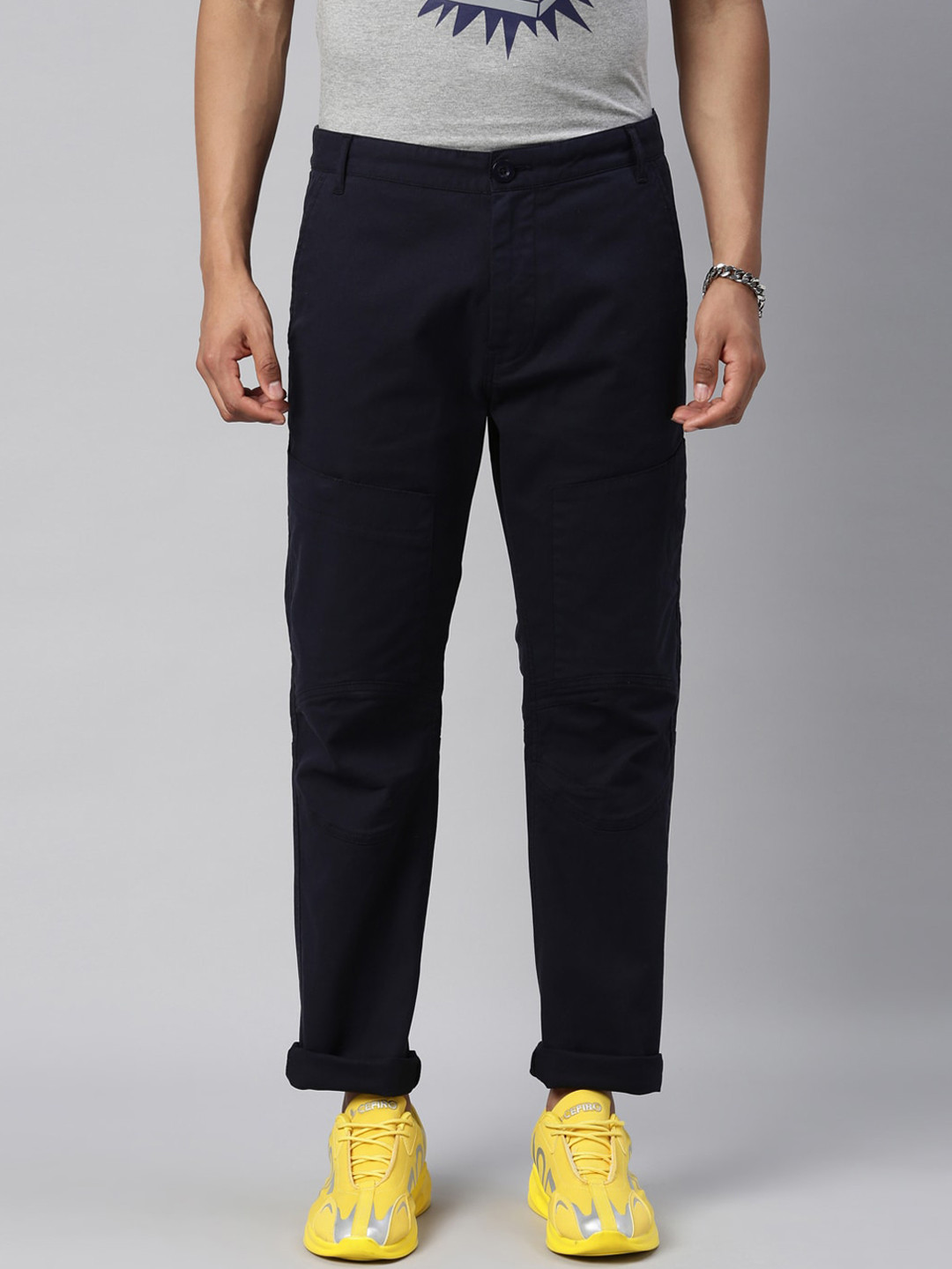 

Breakbounce Men Navy Blue Loose Fit Trousers