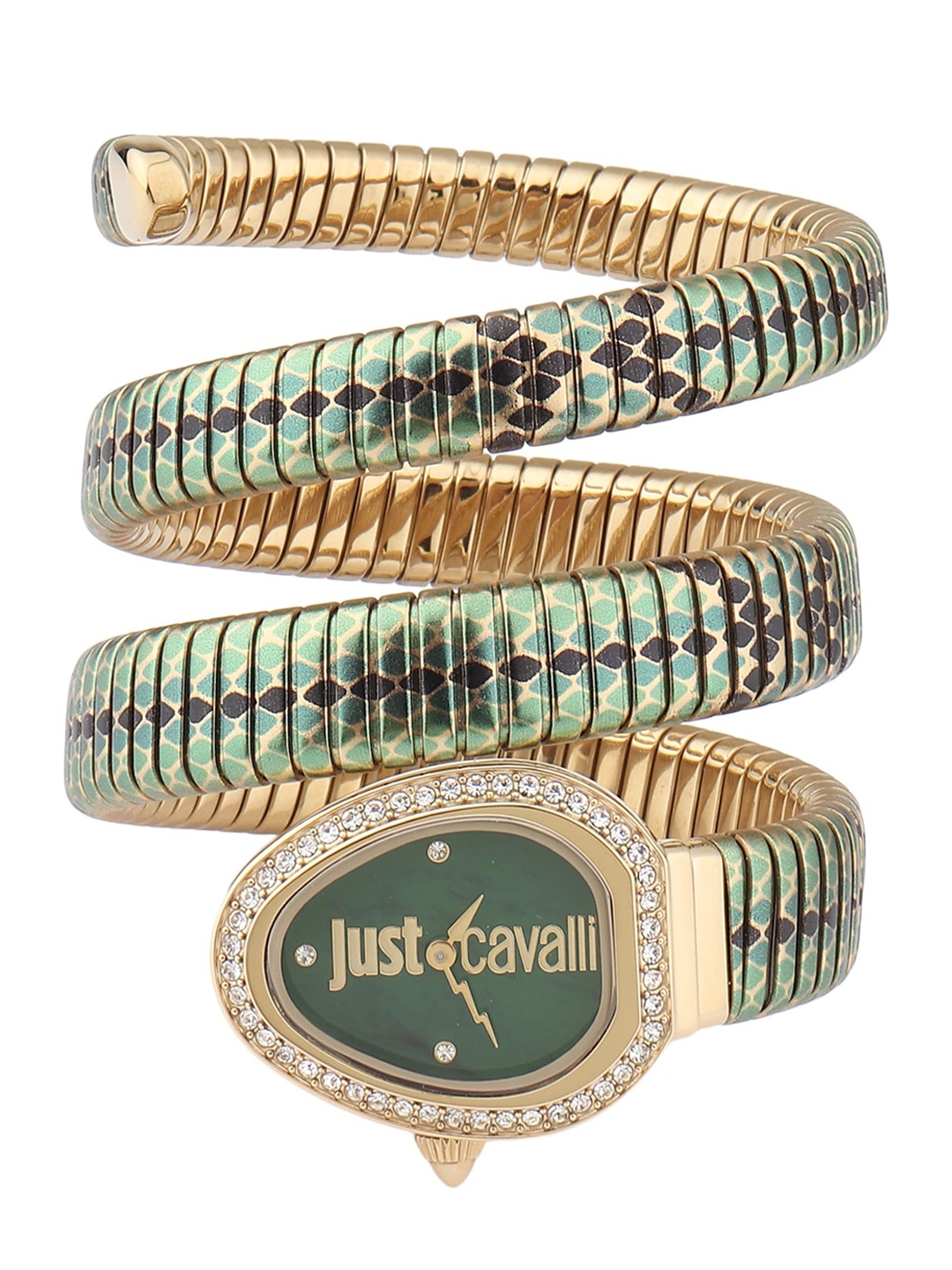 

Just Cavalli Women Silver-Toned Brass Embellished Dial & Rose Gold-Plated Stainless Steel Bracelet Style Watch