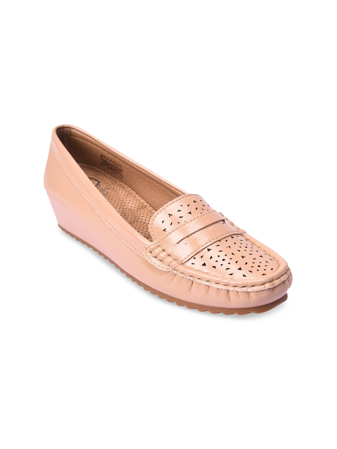 

Pavers England Women Beige Textured PU Wedge Heels with Laser Cuts