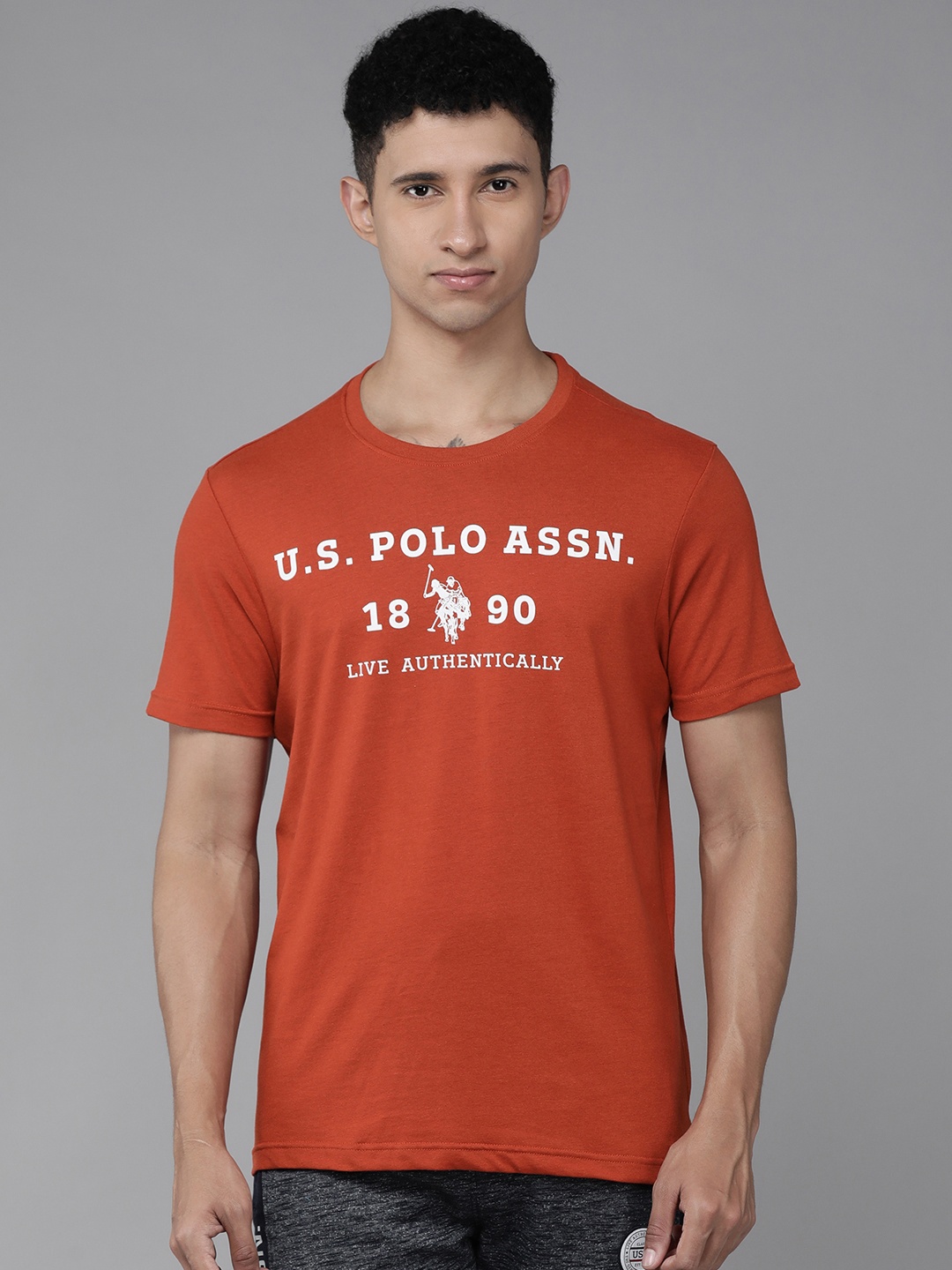 

U.S. Polo Assn. Men Red & White Printed Lounge T-shirt