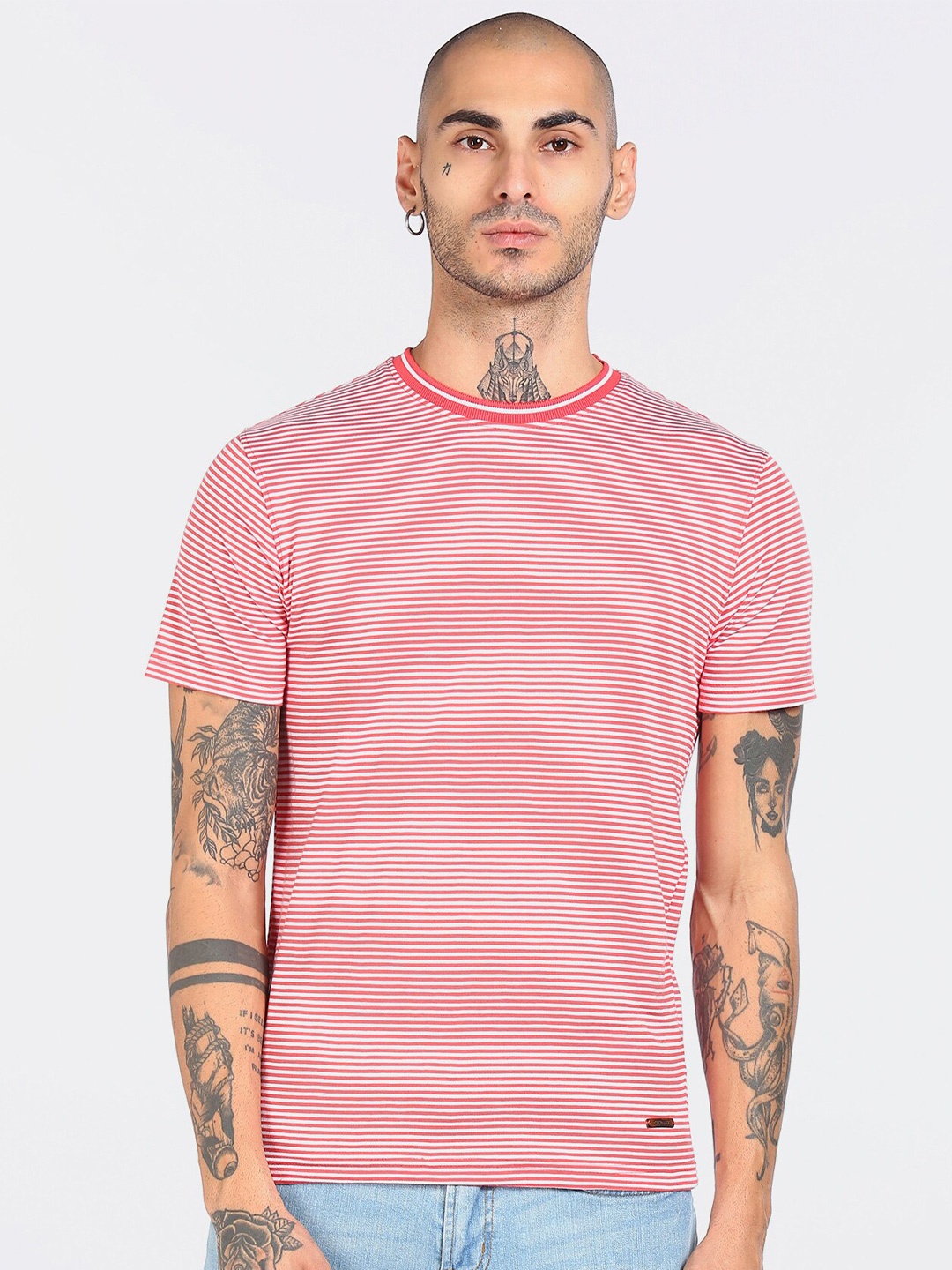 

Cherokee Men Red Striped T-shirt