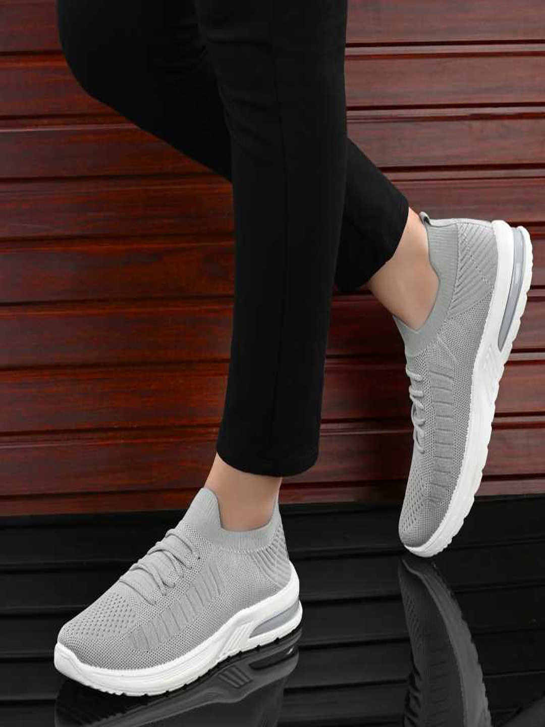 

Shoetopia Girls Grey Woven Design Regular Sneakers