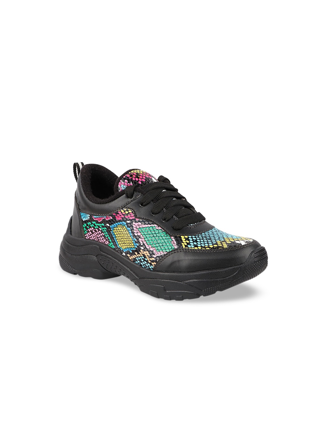 

Shoetopia Girls Black Sonata Printed Mid Top Sneakers