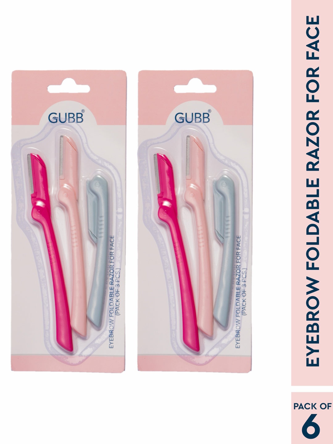 

GUBB Pack of 2 Foldable Eyebrow & Facial Hair Remover Razor, Multi