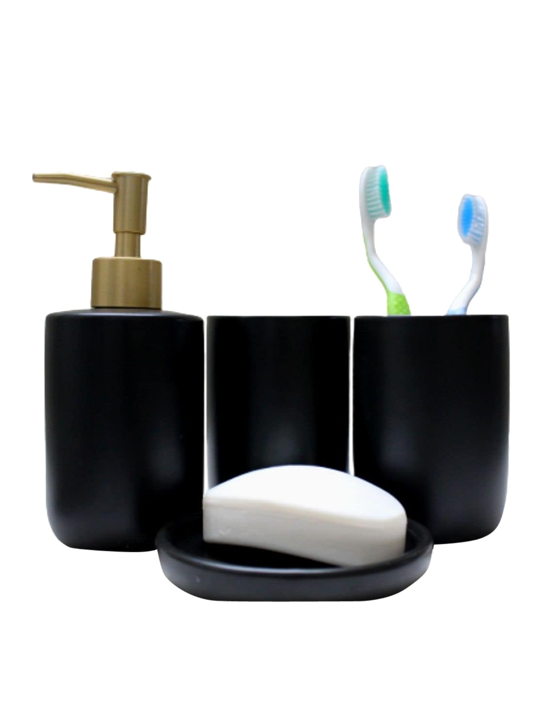 

FabSeasons Set Of 4 Black Solid Bathroom Accessories