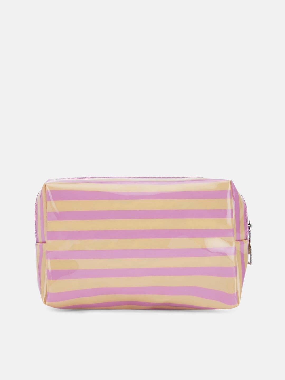 

Forever Glam by Pantaloons Women Pink & Yellow Striped Travel Pouch
