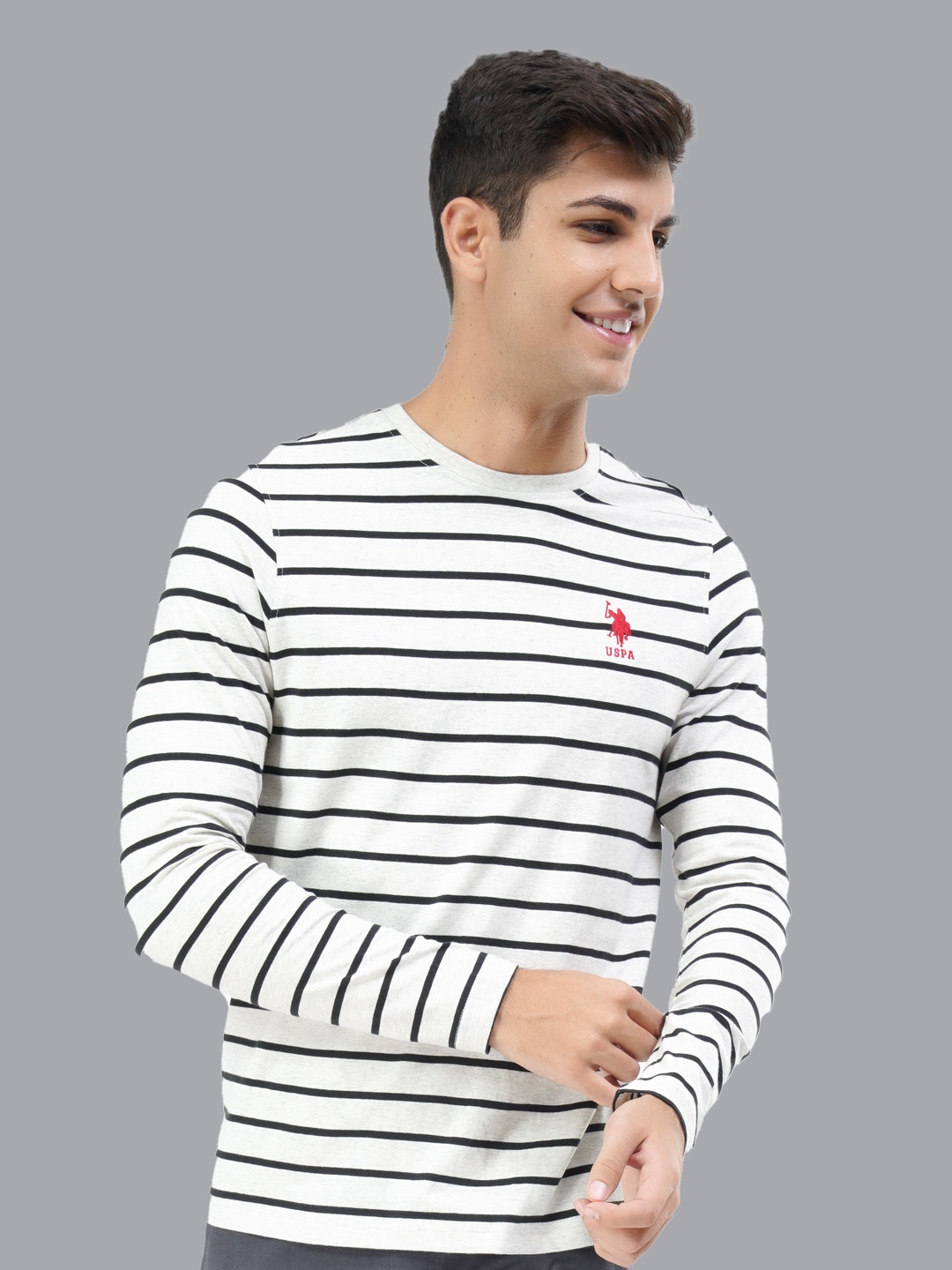 

U.S. Polo Assn. Men Striped Lounge T-shirt, Grey