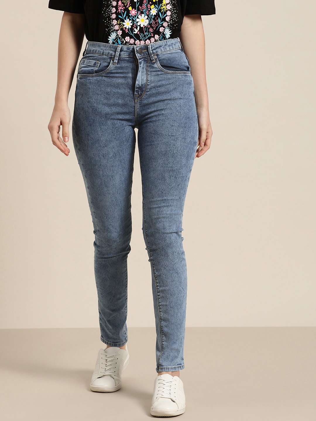 

Moda Rapido Women Blue Skinny Fit High-Rise Light Fade Stretchable Jeans
