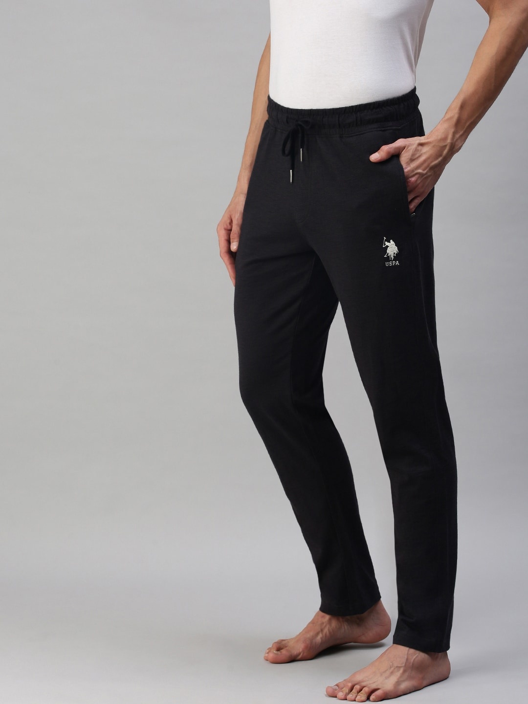 

U.S. Polo Assn. Men Black Solid Lounge Pants