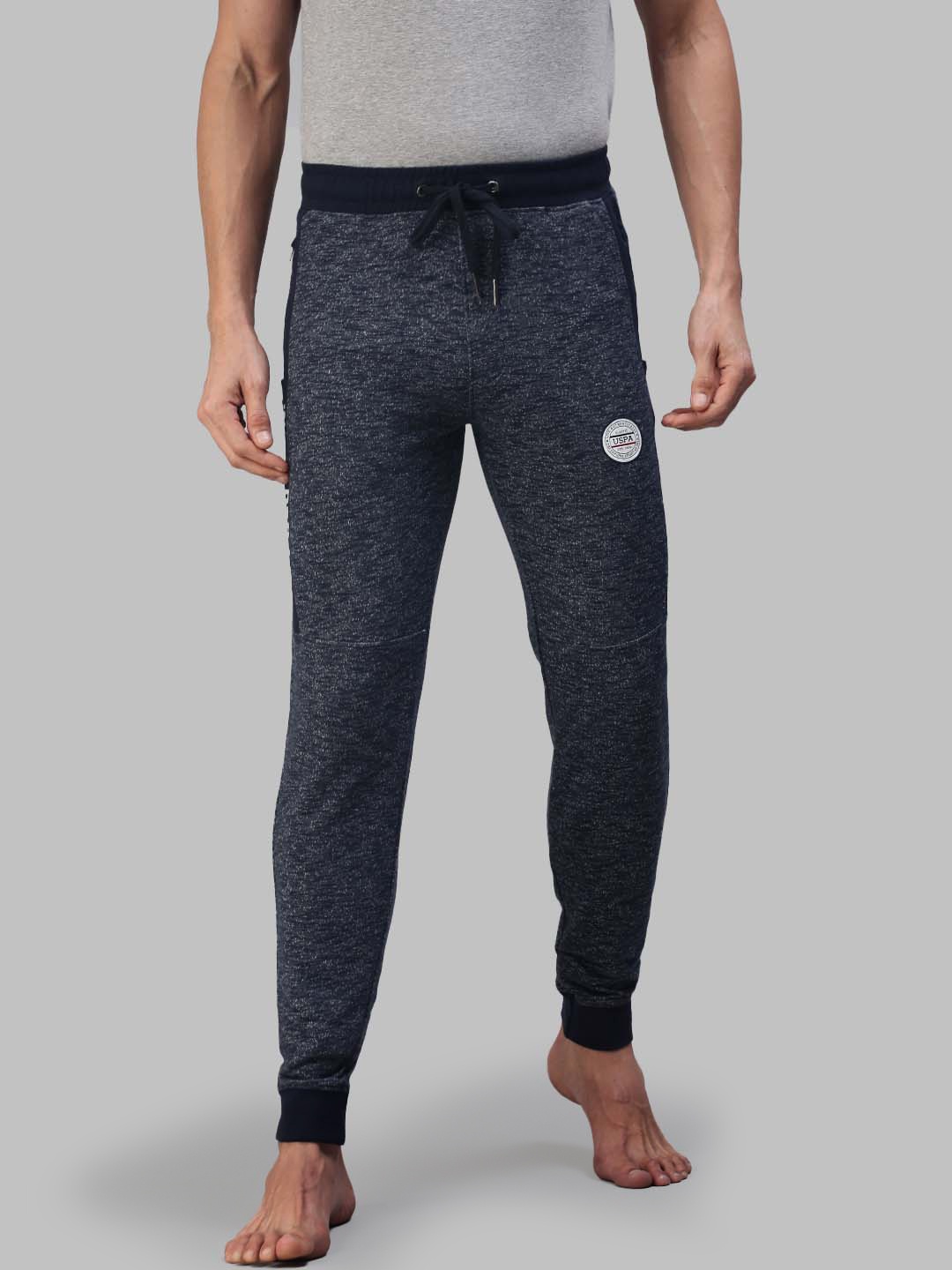 

U.S. Polo Assn. Men Solid Joggers With Brand Logo Print Detailing, Navy blue