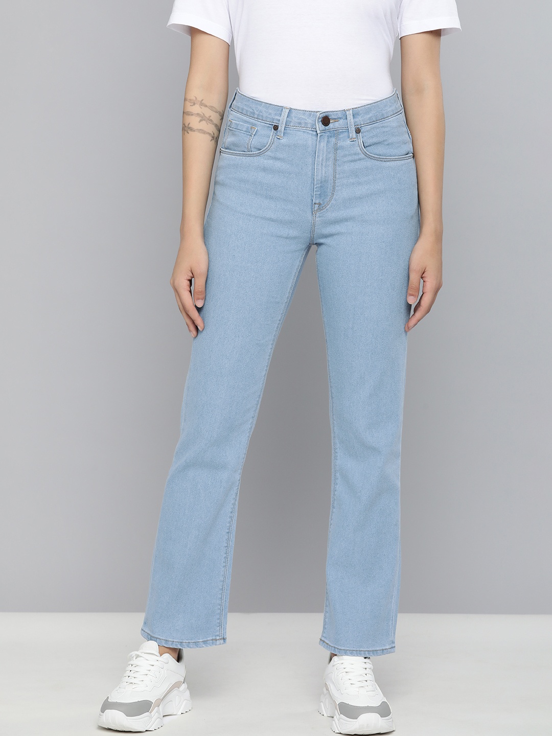 

HERE&NOW Women Blue Bootcut Stretchable Casual Jeans