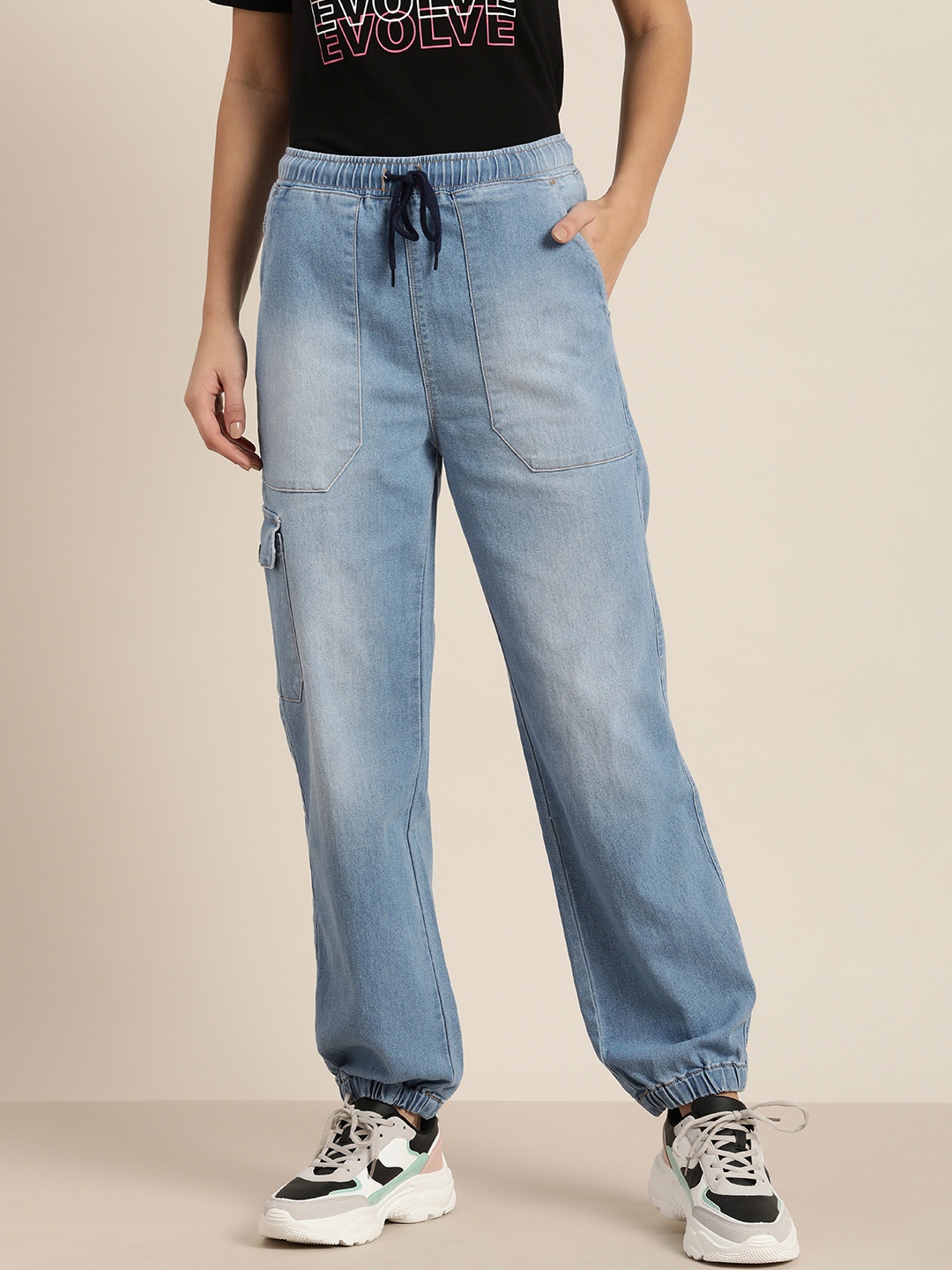 

Moda Rapido Women Blue Jogger Fit Mid-Rise Heavy Fade Jeans