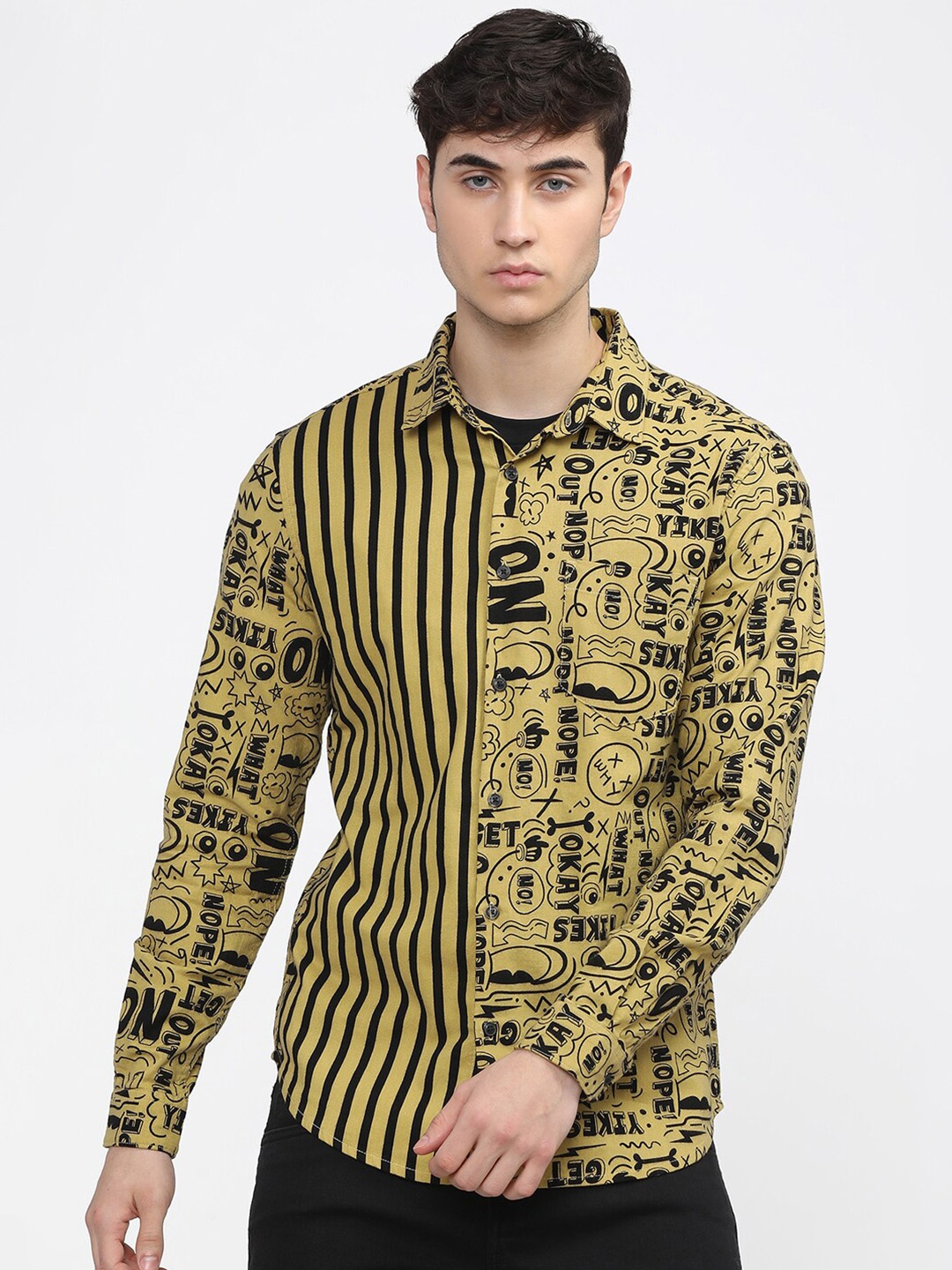

KETCH Slim Fit Printed Casual Shirt, Mustard