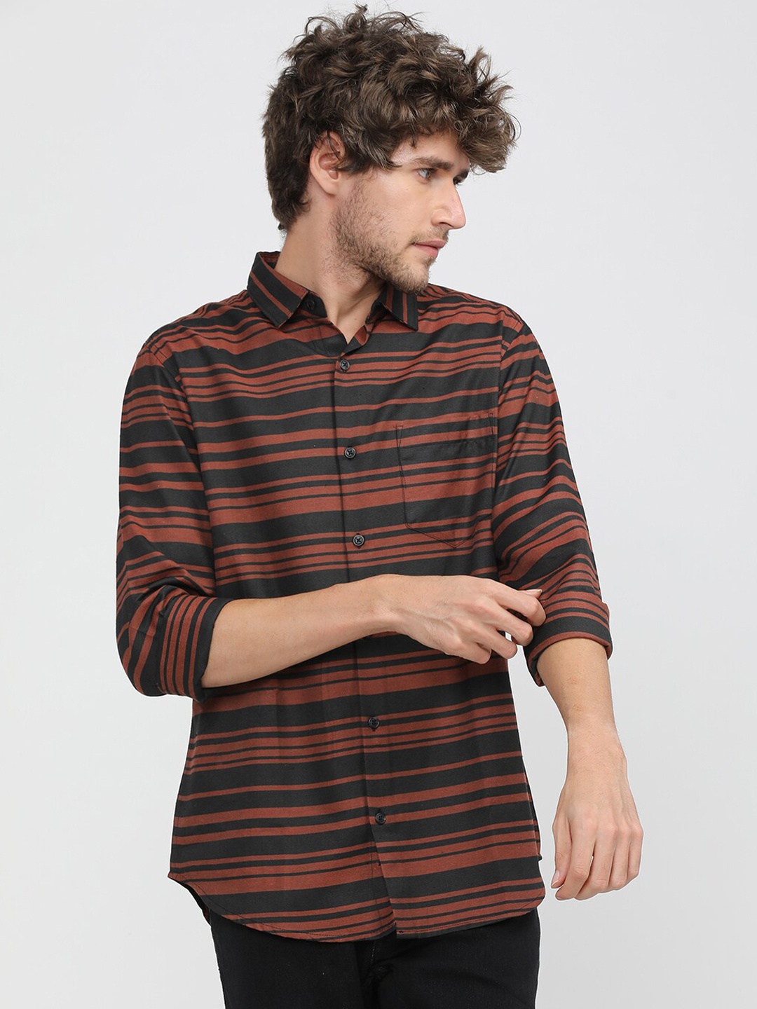 

KETCH Slim Fit Striped Casual Shirt, Black