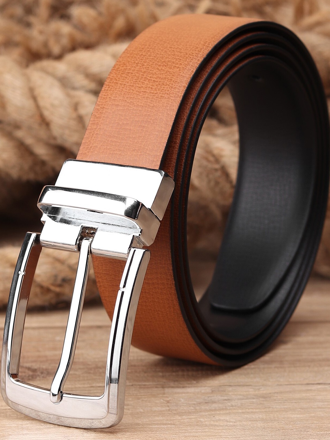 

Kastner Men Tan & Black Solid Reversible Belt