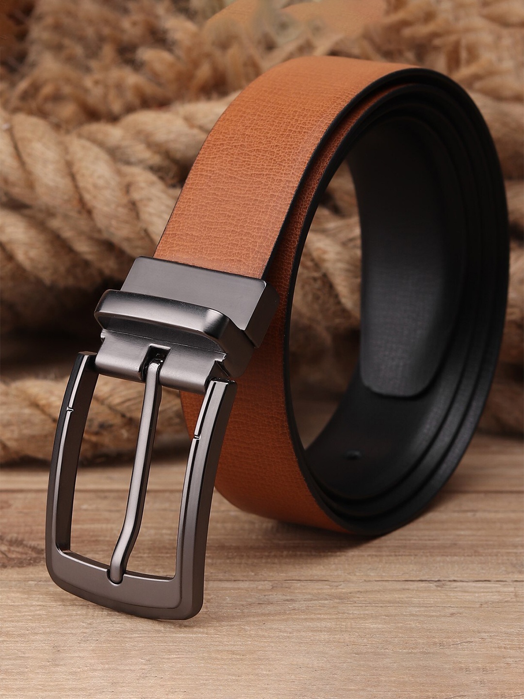 

Kastner Men Tan & Black Solid Reversible Belt