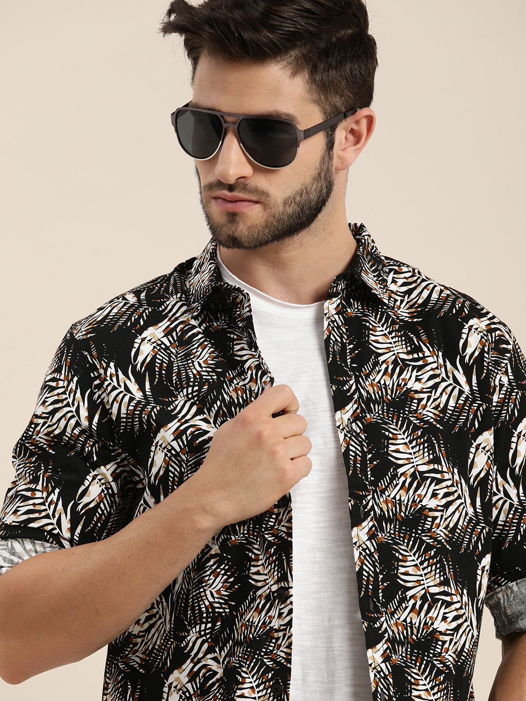 

Moda Rapido Men Black & White Printed Casual Shirt