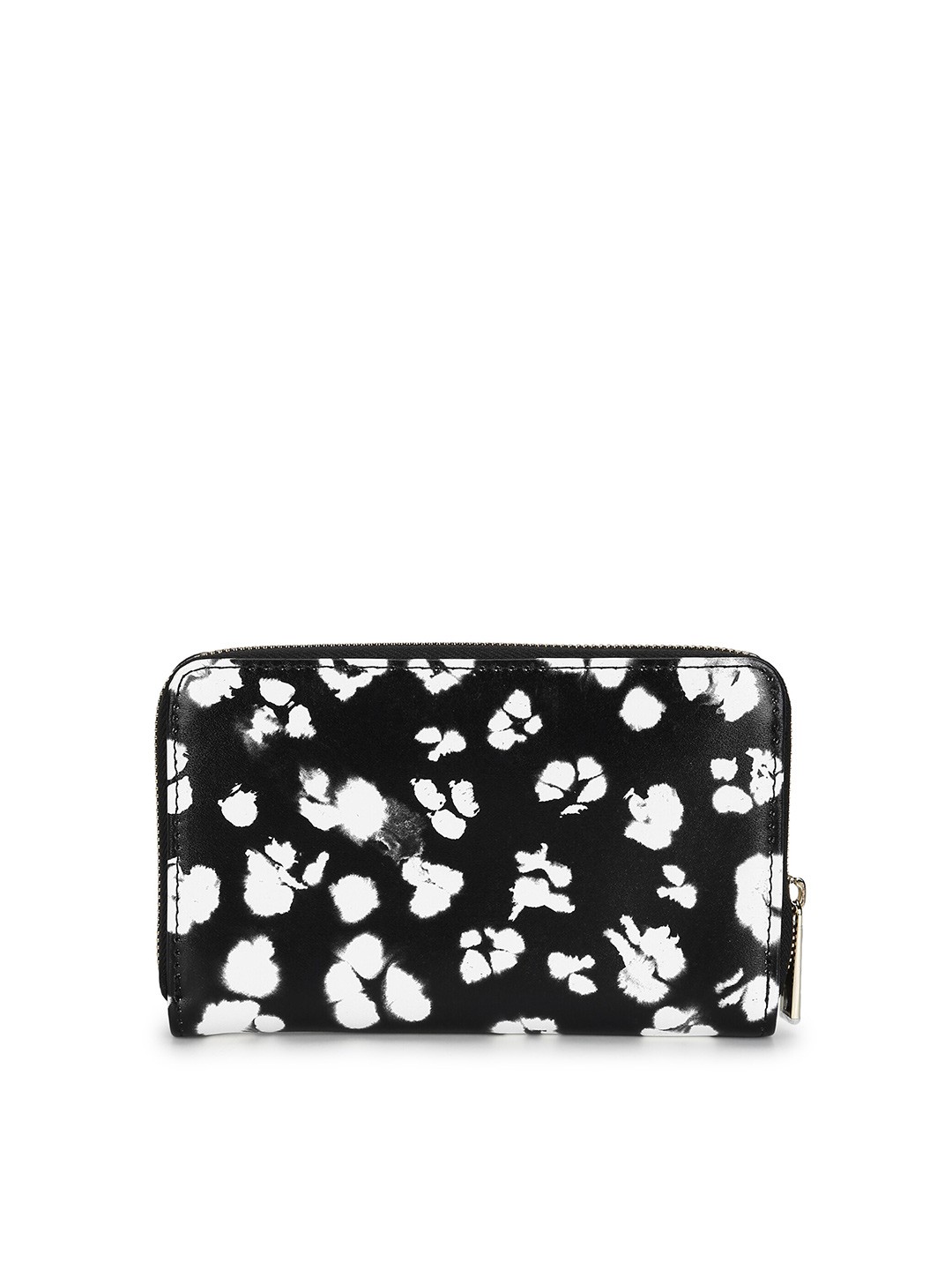 

Ted Baker Women Black & White Printed Leather Zip Around Wallet