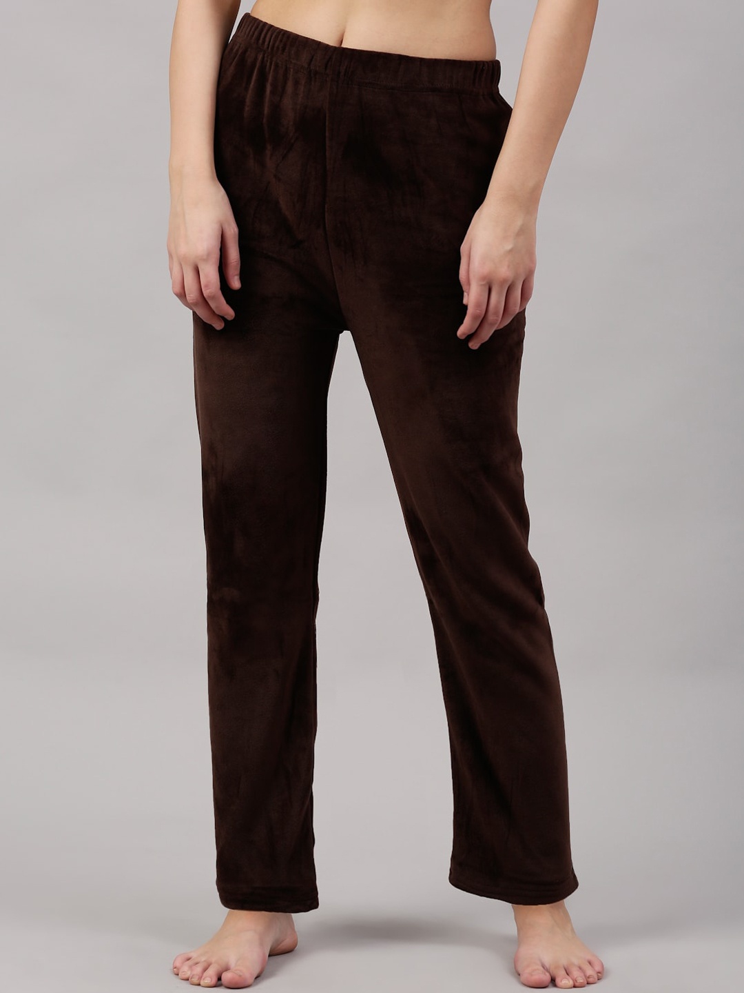 

NEUDIS Women Brown Solid Fleece Warm Lounge Pant