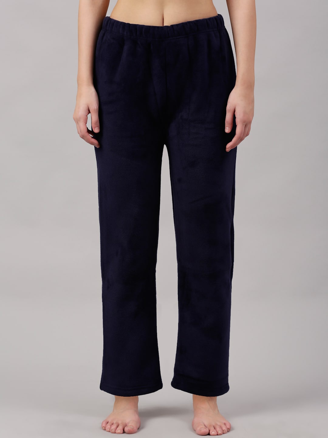 

NEUDIS Women Navy Blue Solid Fleece Lounge Pant