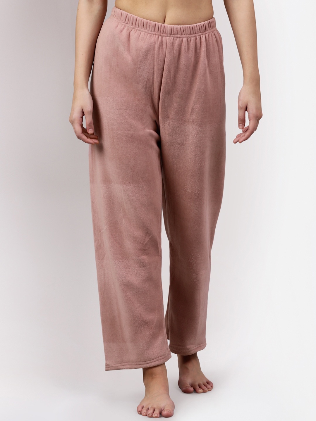 

NEUDIS Women Peach Solid Fleece Warm Lounge Pants