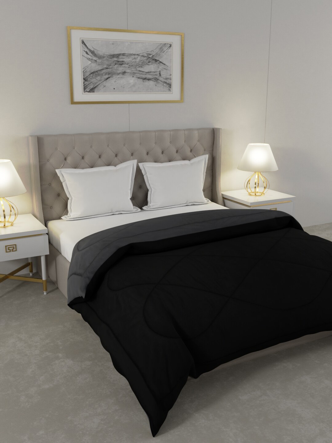 

JAIPUR FABRIC Black Microfiber Heavy Winter 250 GSM Double Bed Comforter