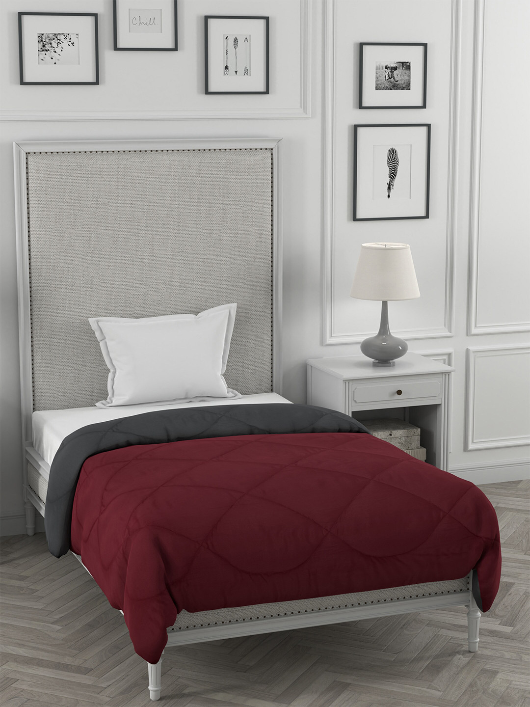 

JAIPUR FABRIC Maroon Microfiber Heavy Winter 250 GSM Single Bed Comforter