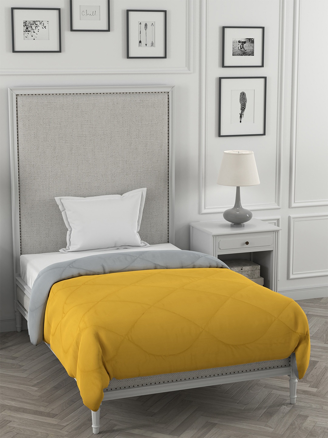 

JAIPUR FABRIC Yellow Microfiber Heavy Winter 250 GSM Single Bed Comforter