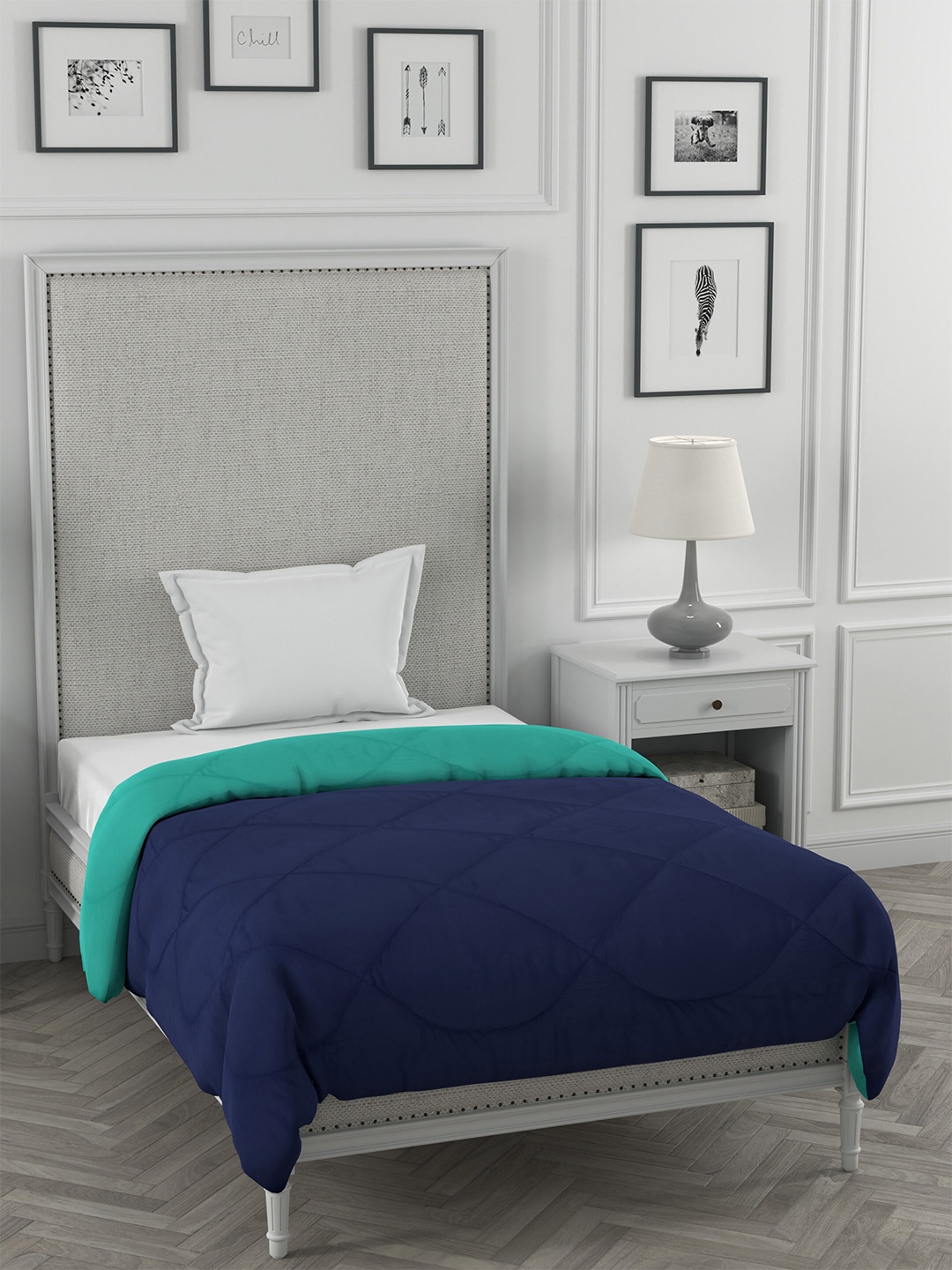 

JAIPUR FABRIC Blue Microfiber Heavy Winter 250 GSM Single Bed Comforter