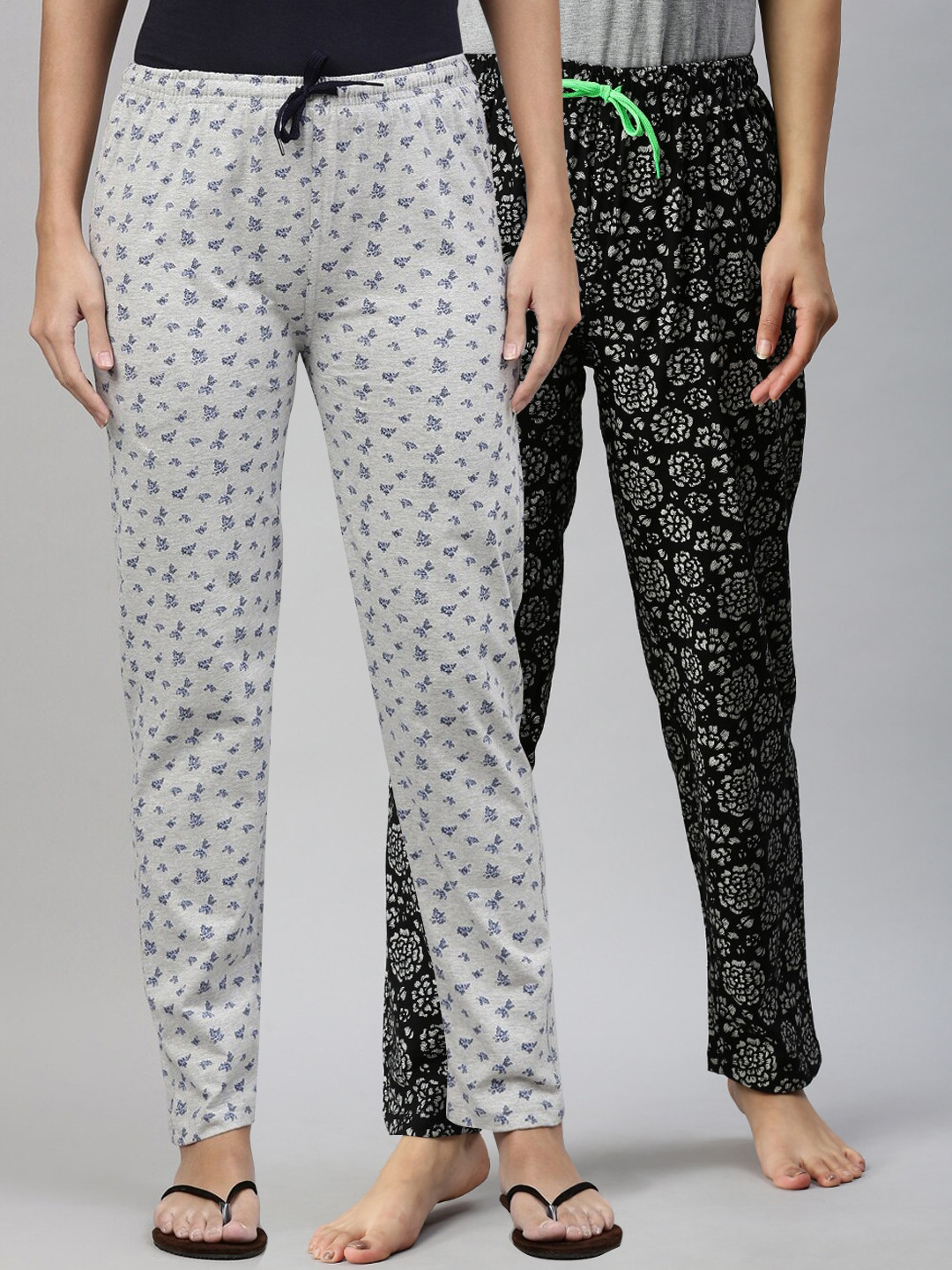 

Kryptic Woman Pack Of 2 Printed Pure Cotton Lounge Pants, Black
