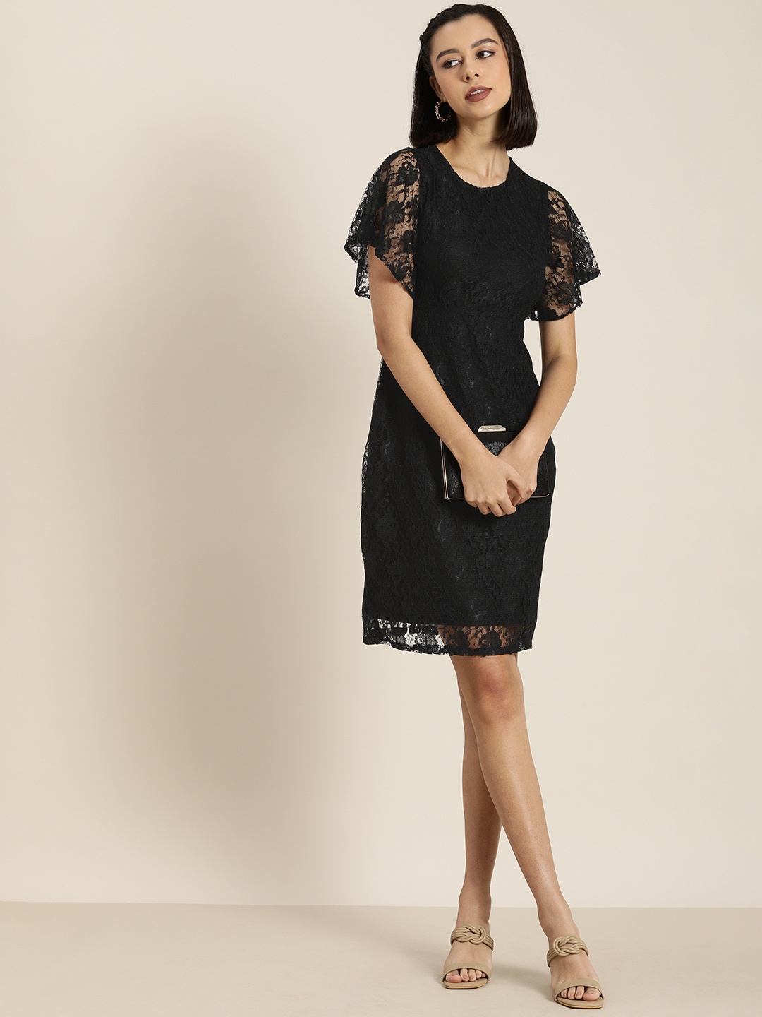 

Moda Rapido Black Floral Lace Sheath Dress