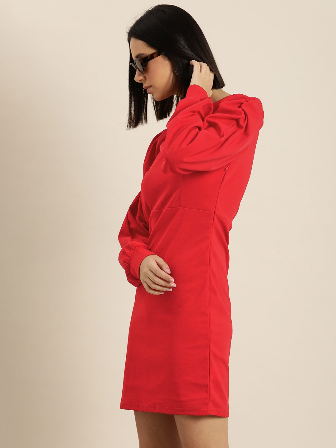 

Moda Rapido Red Solid Bodycon Mini Dress