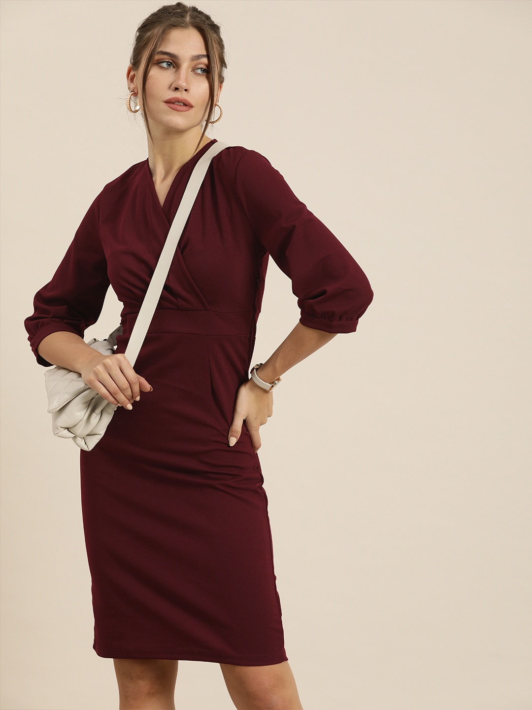 

Moda Rapido Women Maroon Wrap Dress