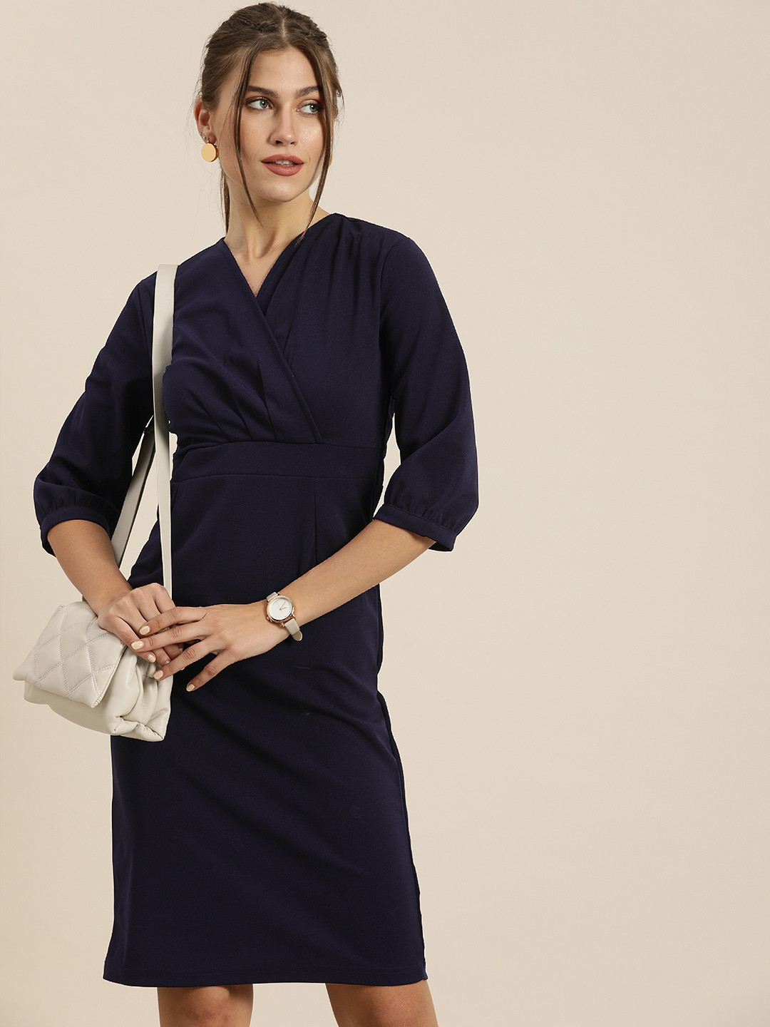 

Moda Rapido Navy Blue Wrap Dress