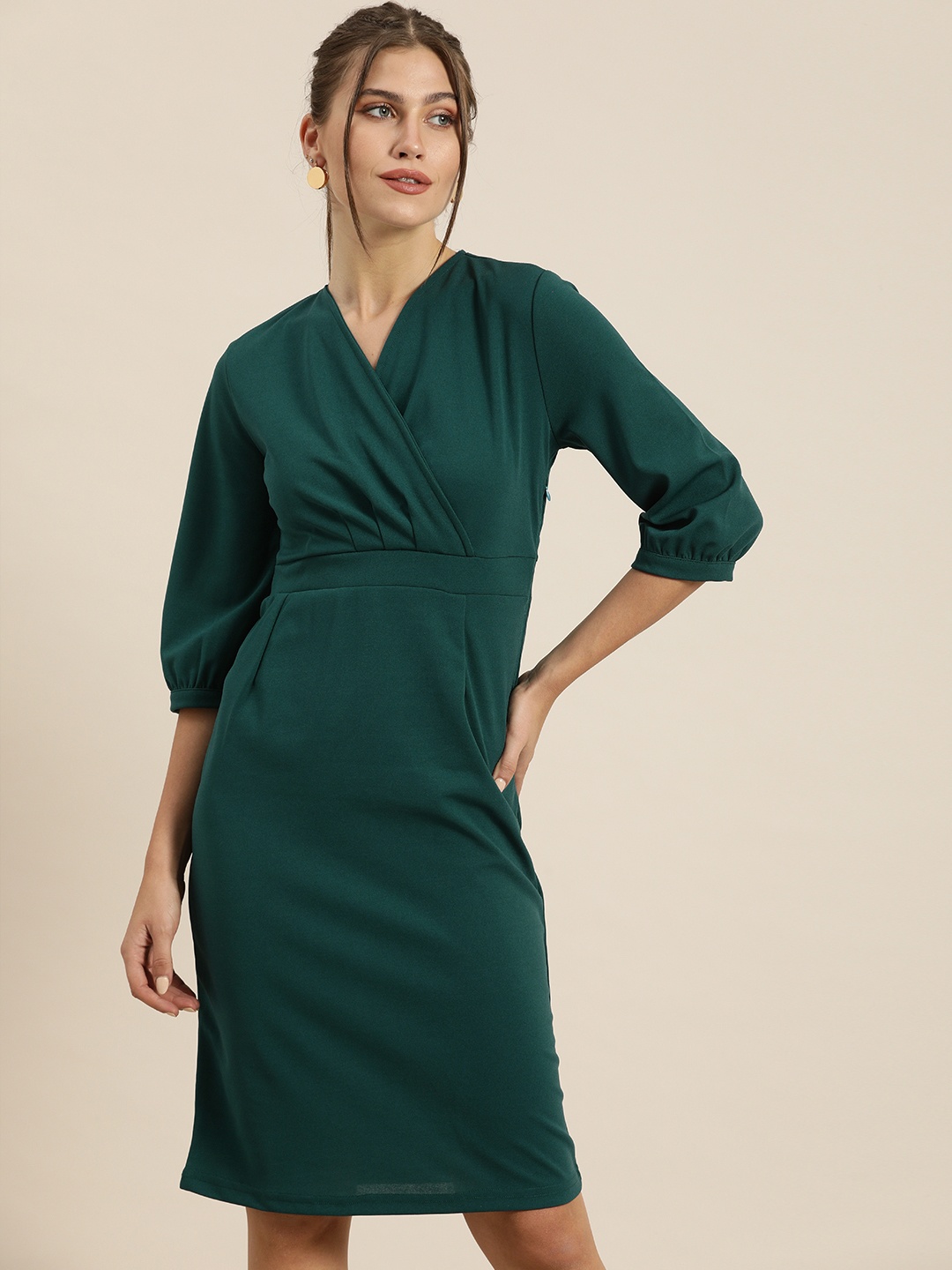 

Moda Rapido Green Wrap Dress