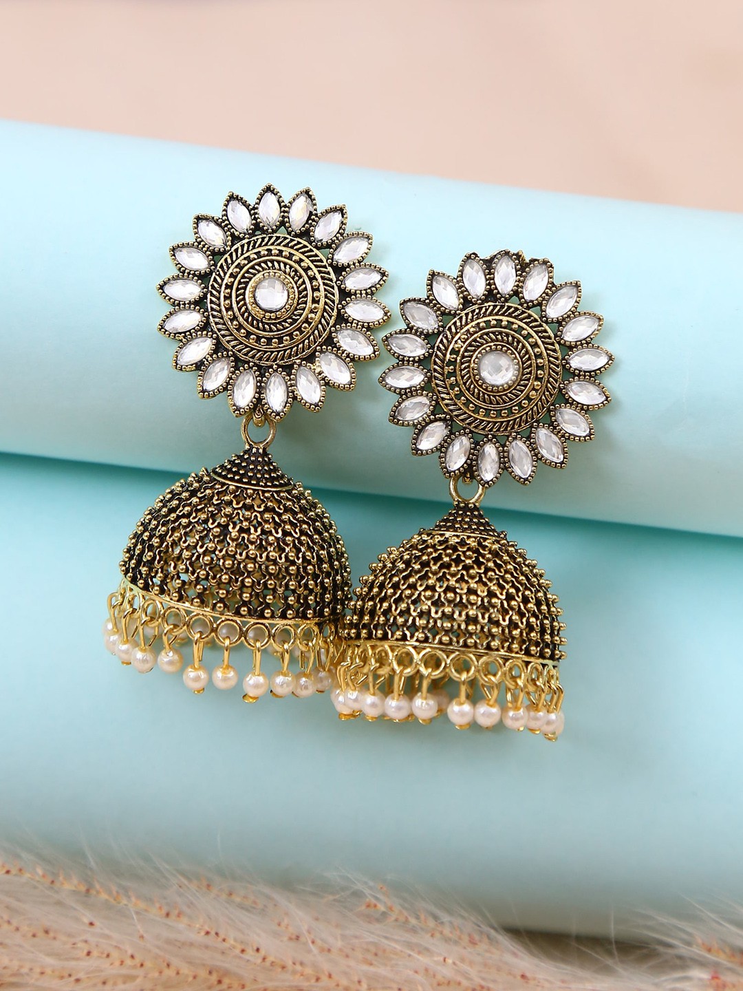 

Crunchy Fashion White Gold-Plated Contemporary Jhumkas Earrings